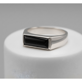 Кольцо мужское из натурального черного турмалина